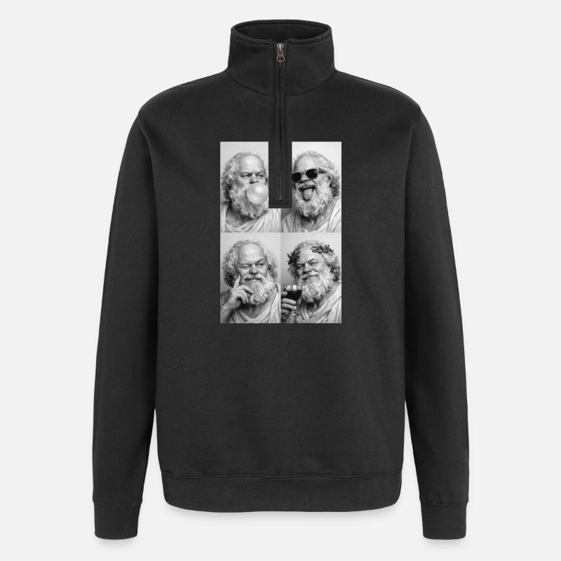 Socrates Collage - Quarter-Zip-Sweatshirt - Schwarz