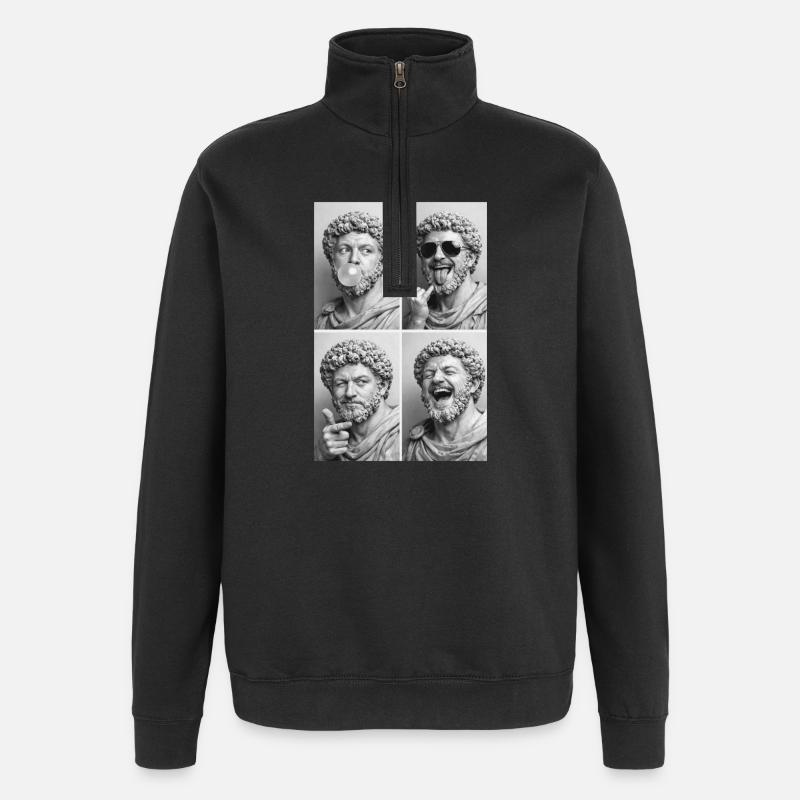 Collage Marc Aurèle - Sweat à zip 1/4 - noir