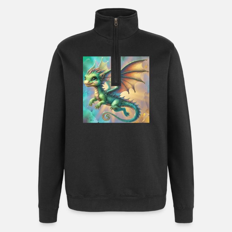 Drache - Quarter-Zip-Sweatshirt - Schwarz
