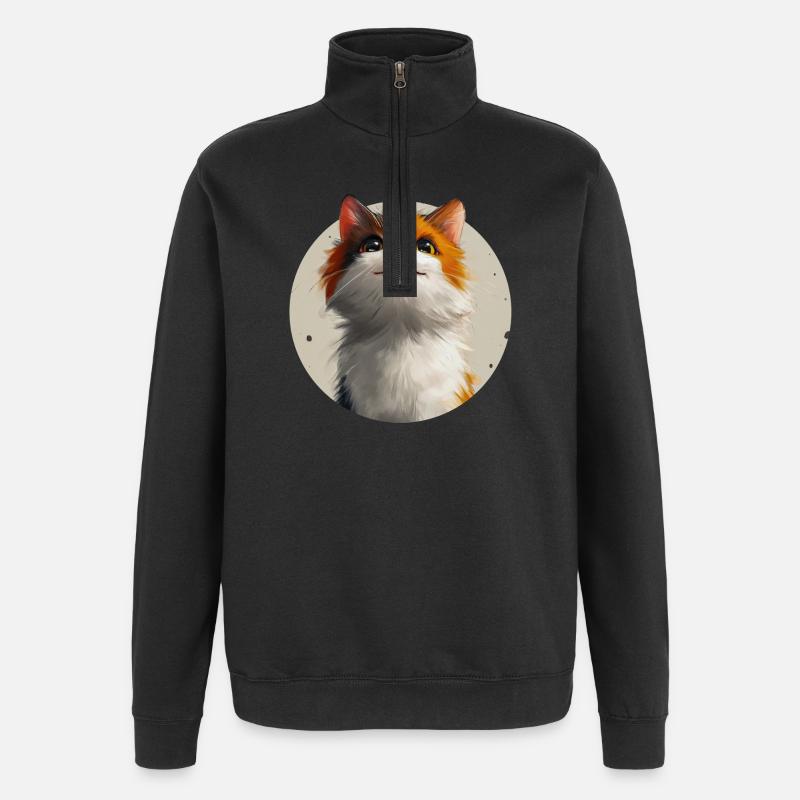 süße Katze - Quarter-Zip-Sweatshirt - Schwarz