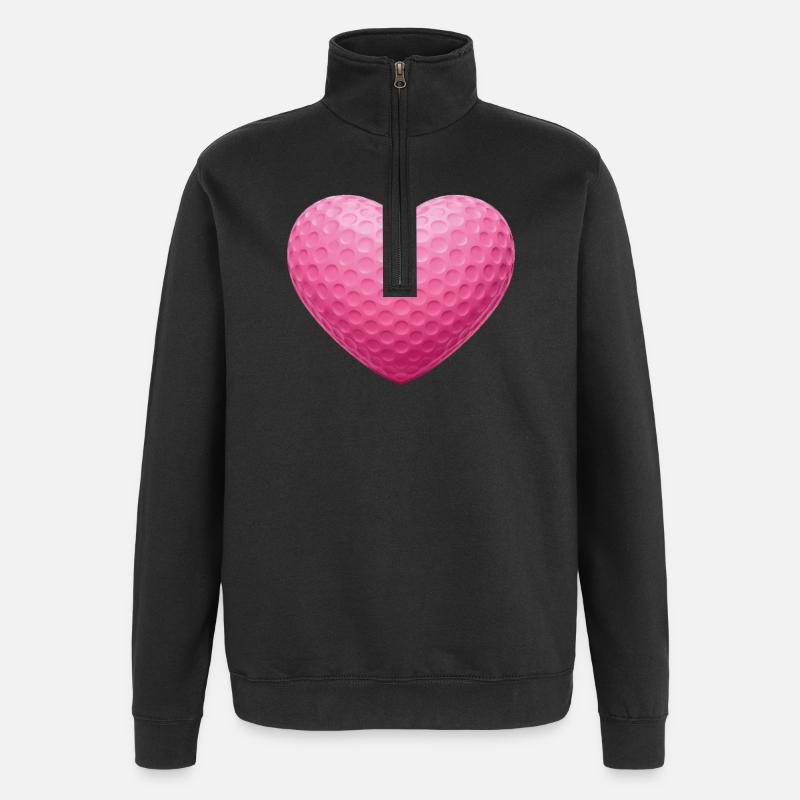 Pink Heart Golfball-Textur - Quarter-Zip-Sweatshirt - Schwarz