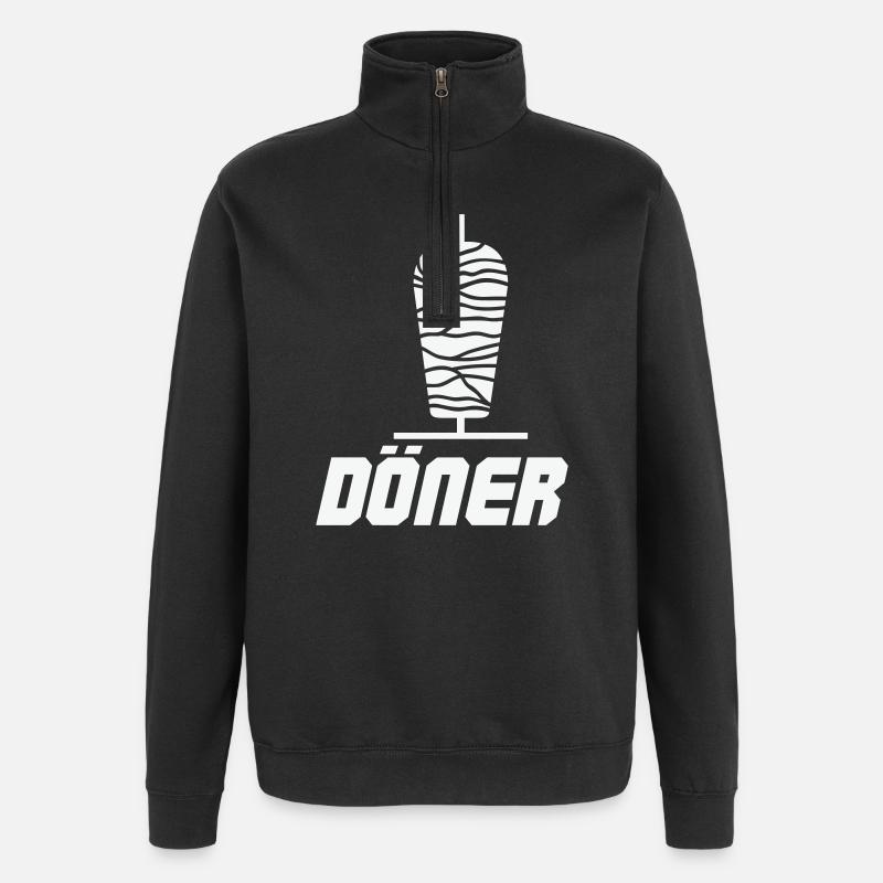 Döner Spieß Icon Schwarz-Weiß - Quarter-Zip-Sweatshirt - Schwarz