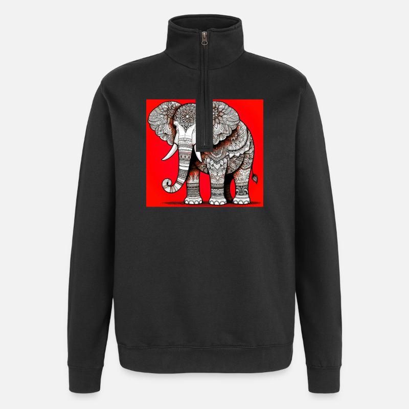 éléphant - Sweat à zip 1/4 - noir