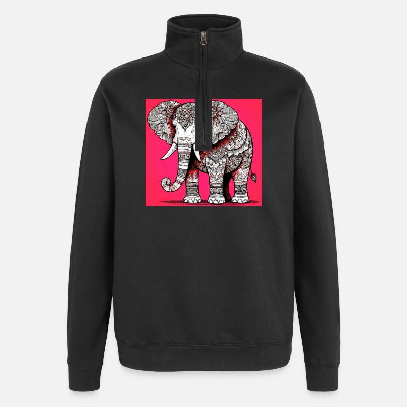 Elefant - Quarter-Zip-Sweatshirt - Schwarz