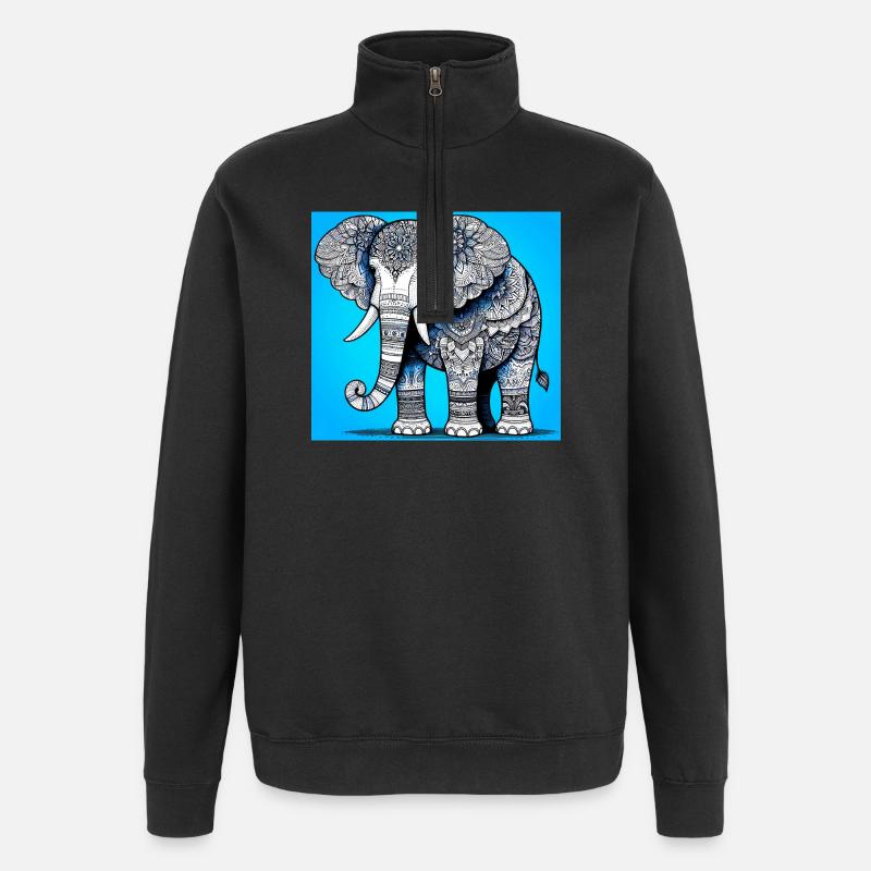 éléphant - Sweat à zip 1/4 - noir