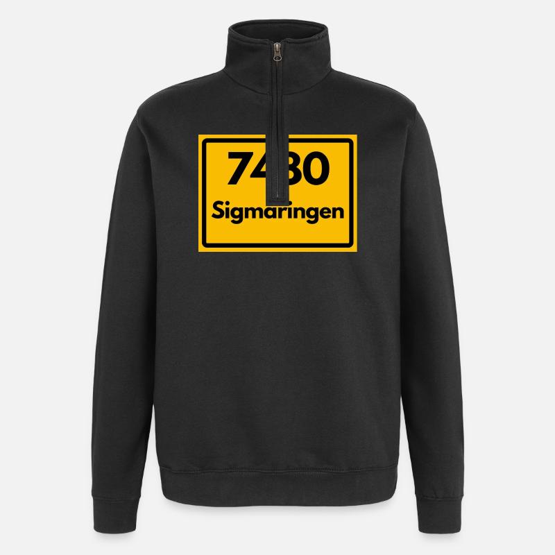 OLD POSTCODE RETRO 7480 SIGMARINGEN HEIMAT - Quarter-Zip Sweatshirt - black