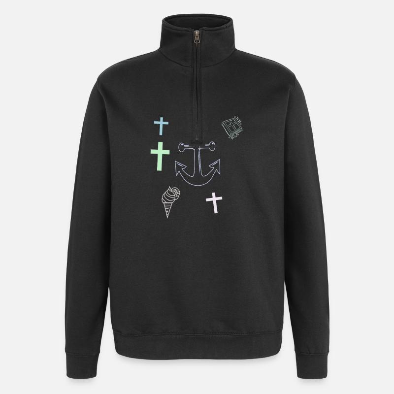 Anker Kreuz Eis maritim - Quarter-Zip Sweatshirt - black