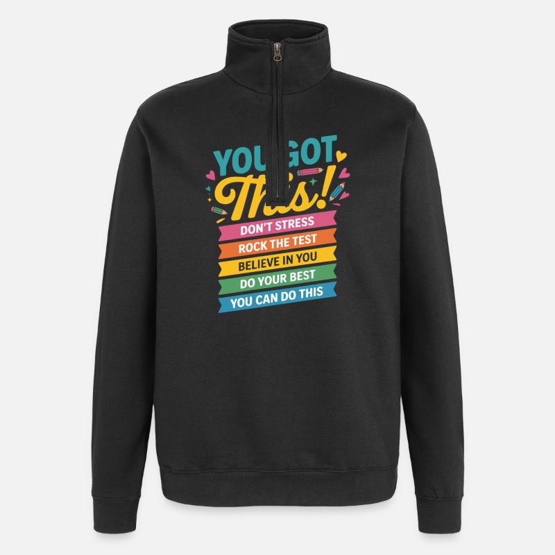 Du Packst Das Motivationsbanner - Quarter-Zip-Sweatshirt - Schwarz