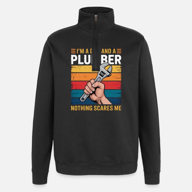 Father plumber: Don't be afraid - Quarter-Zip Sweatshirt - black