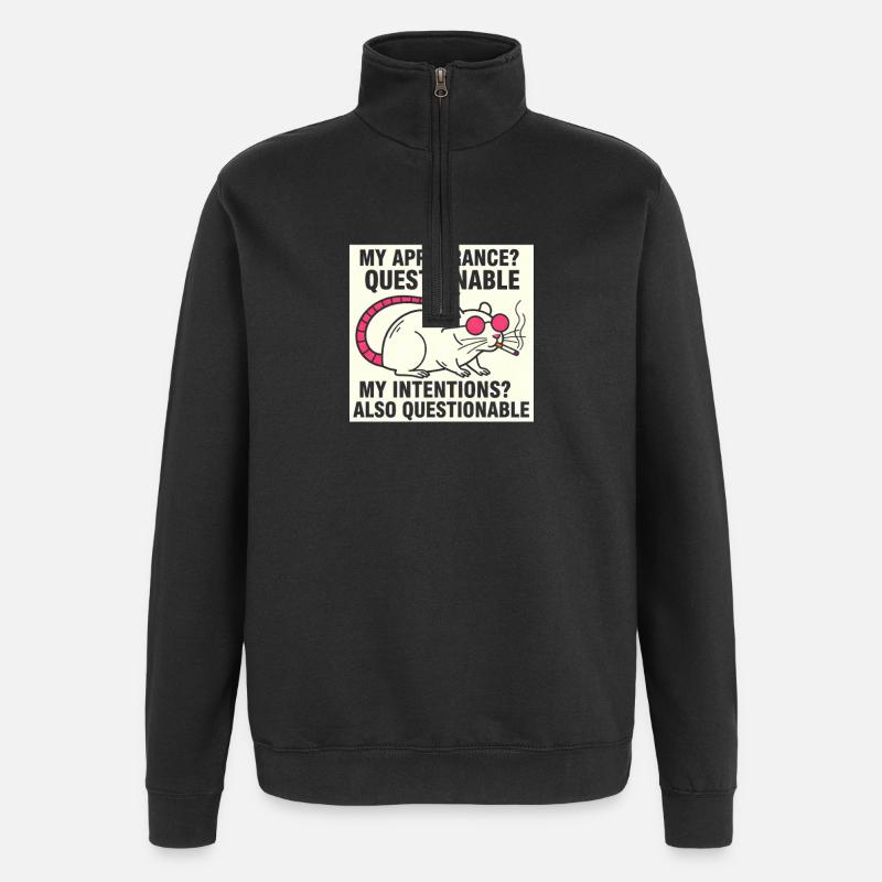 Apparence douteuse, rat - Sweat à zip 1/4 - noir