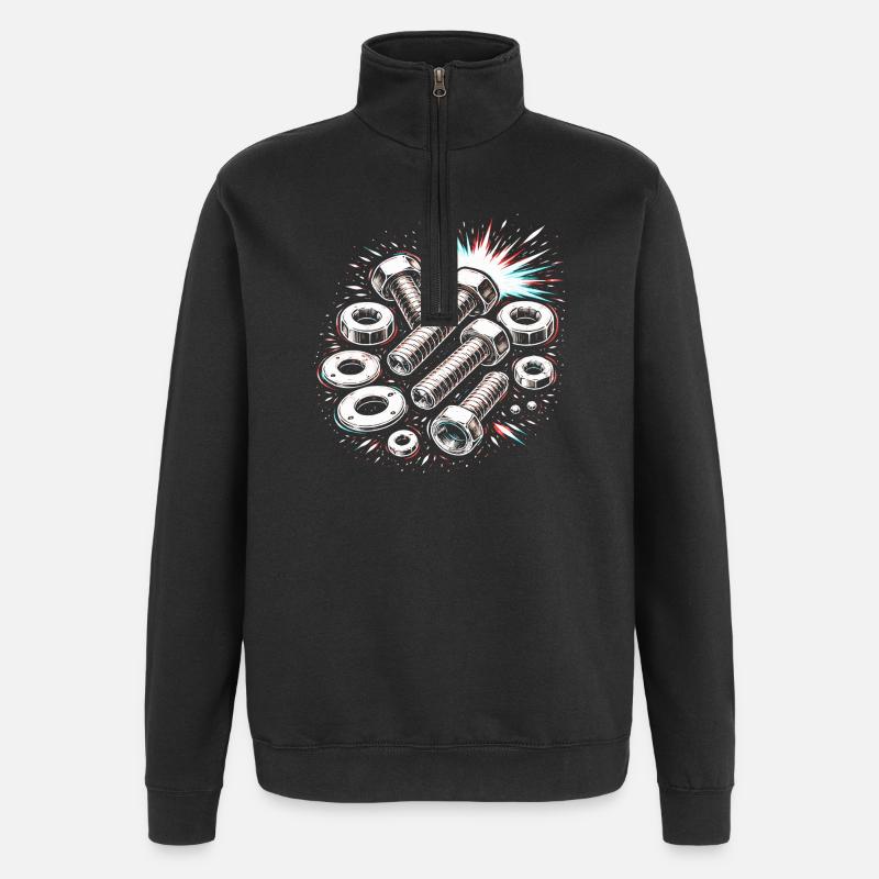 Bolts Nuts Mechanic Tool Design - Quarter-Zip Sweatshirt - black