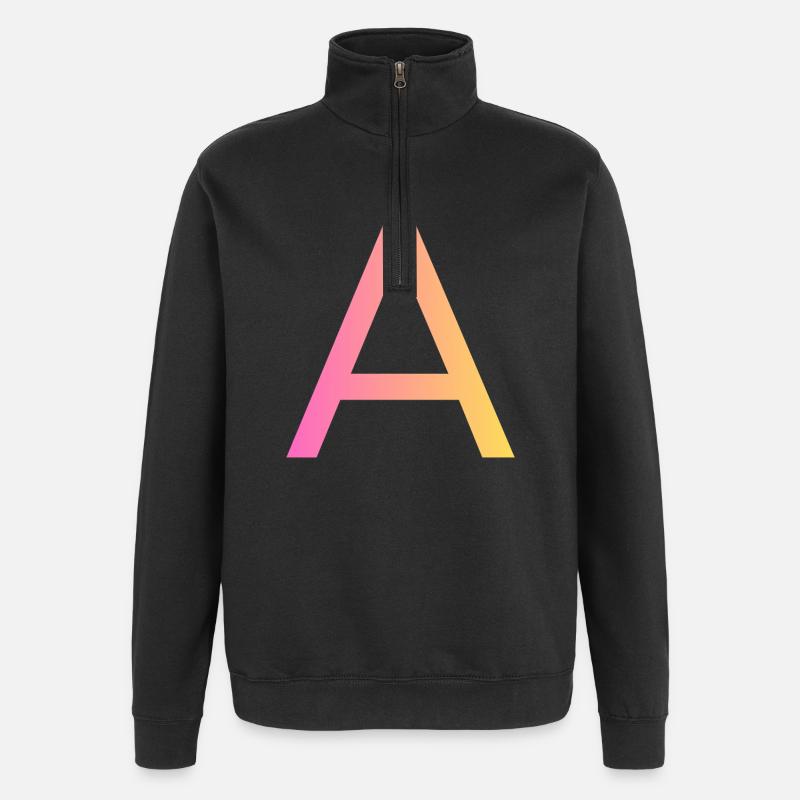 A - Quarter-Zip-Sweatshirt - Schwarz