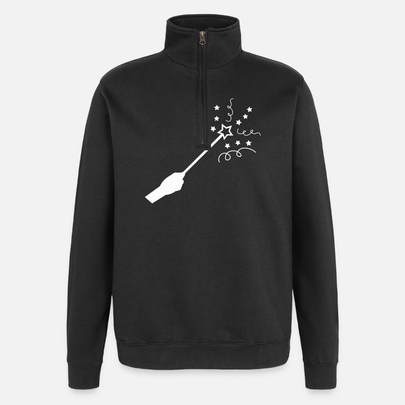 Sternenzauber Zauberstab - Quarter-Zip-Sweatshirt - Schwarz