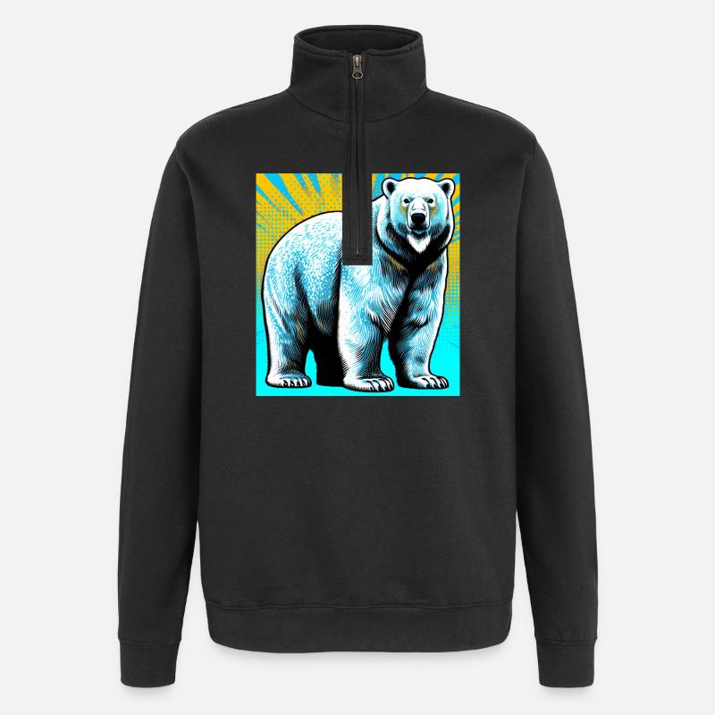 polar bear - Quarter-Zip Sweatshirt - black