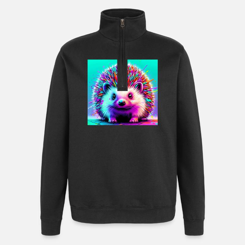 hérisson - Sweat à zip 1/4 - noir