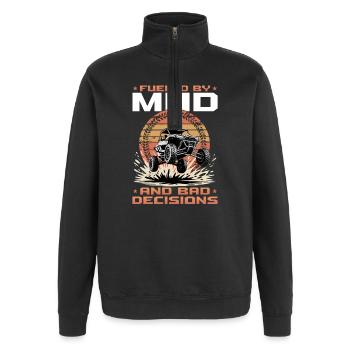 UTV Off Road 4 Wheeler Side by side - Quarter-Zip-Sweatshirt - Schwarz - Vorne - AI Model Female 172 light (172cm) & AI Model Male 178 dark (178cm)