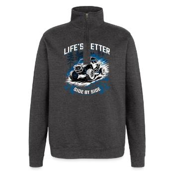 UTV Off Road 4 Wheeler Side by side - Quarter-Zip-Sweatshirt - Anthrazit - Vorne - AI Model Female 172 light (172cm) & AI Model Male 178 dark (178cm)