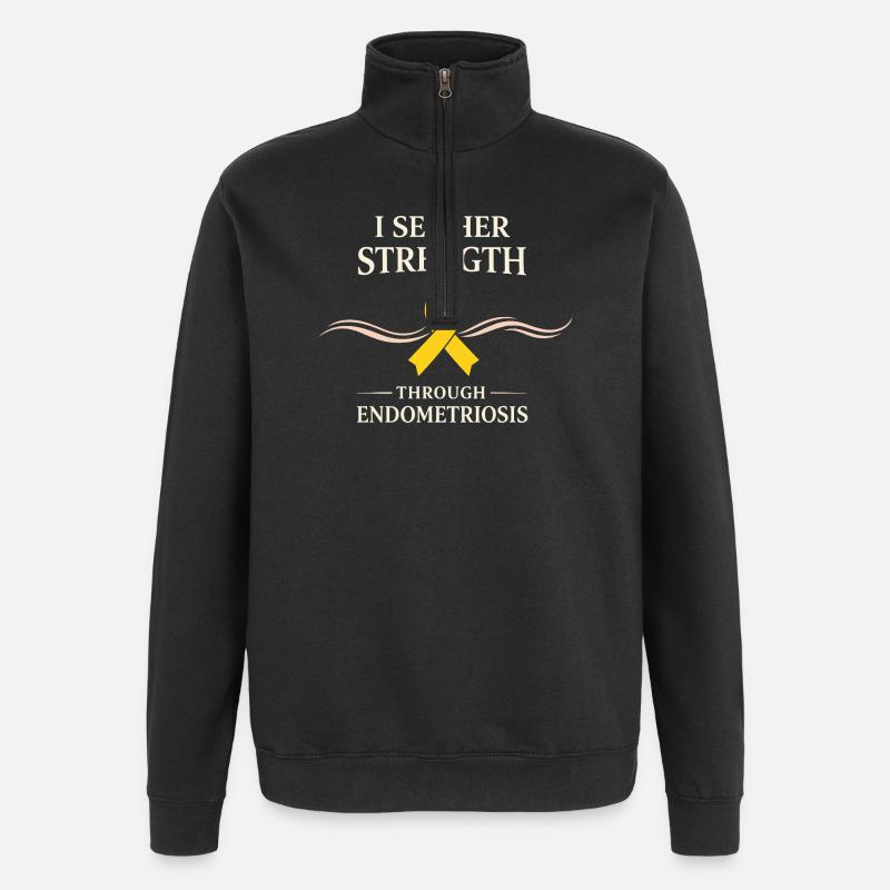 Sensibilisation à l’endométriose Guerrier de l’endo - Sweat à zip 1/4 - noir
