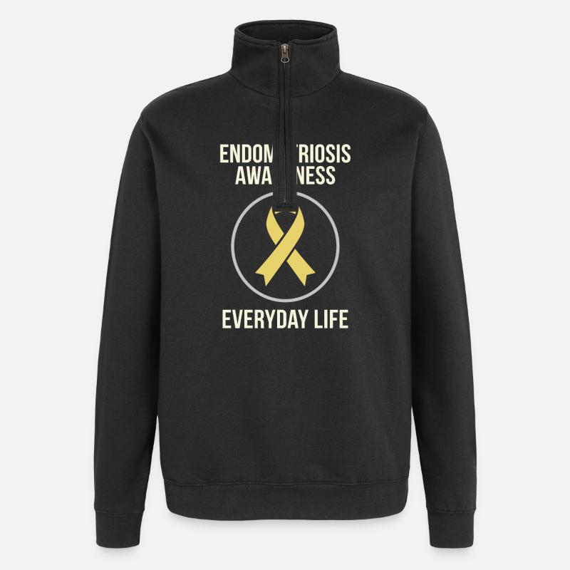 Sensibilisation à l’endométriose Guerrier de l’endo - Sweat à zip 1/4 - noir