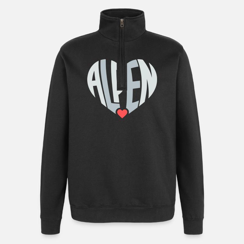 Alpen Herz Typografie - Quarter-Zip-Sweatshirt - Schwarz