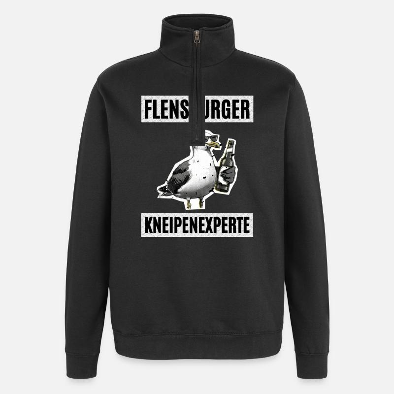 Flensburger Kneipen Experte - Quarter-Zip-Sweatshirt - Schwarz