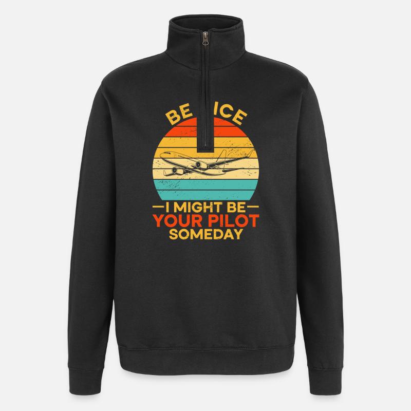 Airplane Flight Pilot Airplane Airline - Quarter-Zip Sweatshirt - black