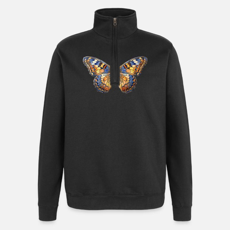 Schmetterling Mosaik - Kunst Geschenk - Quarter-Zip-Sweatshirt - Schwarz