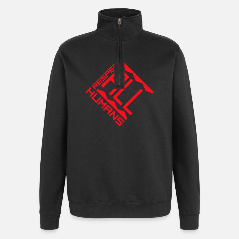 Respect All Humans Statement Humanity Saying - Quarter-Zip Sweatshirt - black