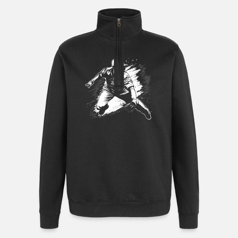 Dessin des joueurs de baseball - Sweat à zip 1/4 - noir