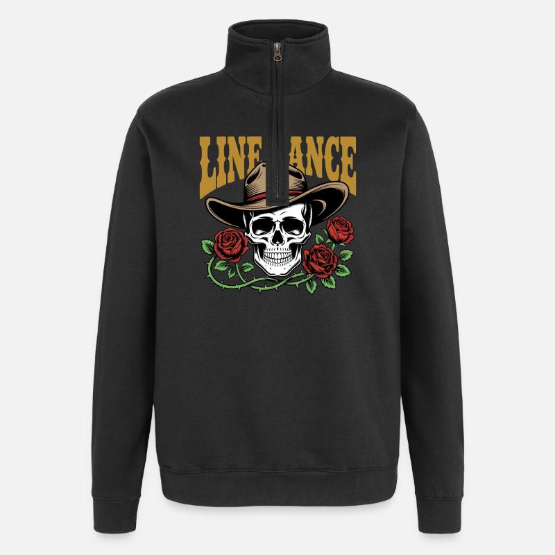 Danse en ligne Skull & Roses - Sweat à zip 1/4 - noir
