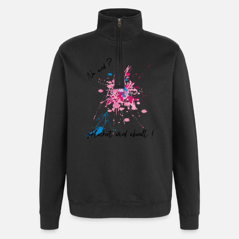 Farbklecks - Quarter-Zip-Sweatshirt - Schwarz