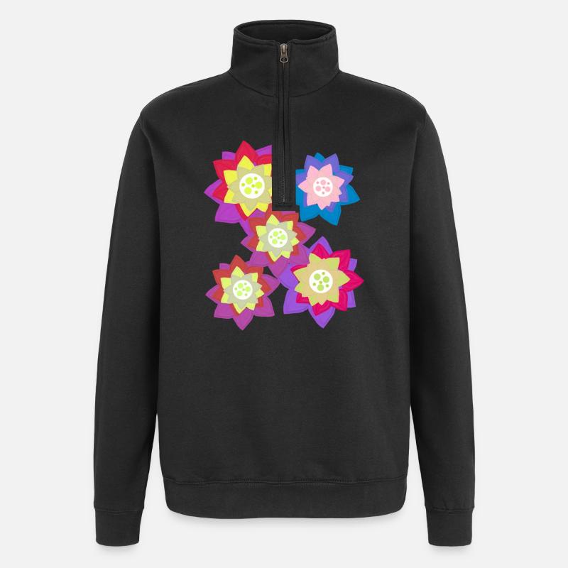 Mandala des Fleurs Fleurs en Fleurs - Sweat à zip 1/4 - noir