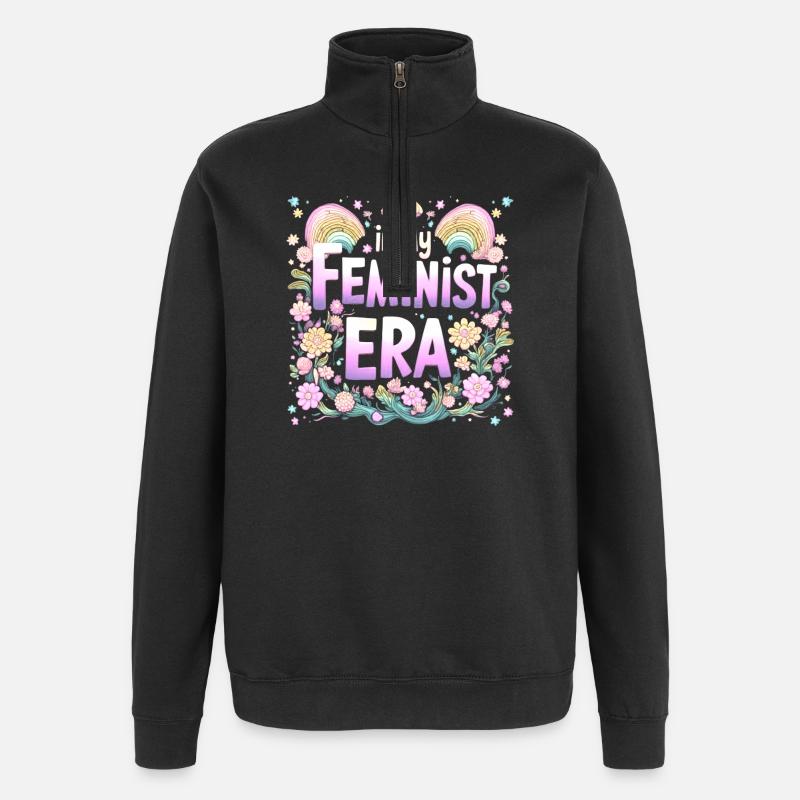 À mon époque féministe - psychédélique - Sweat à zip 1/4 - noir