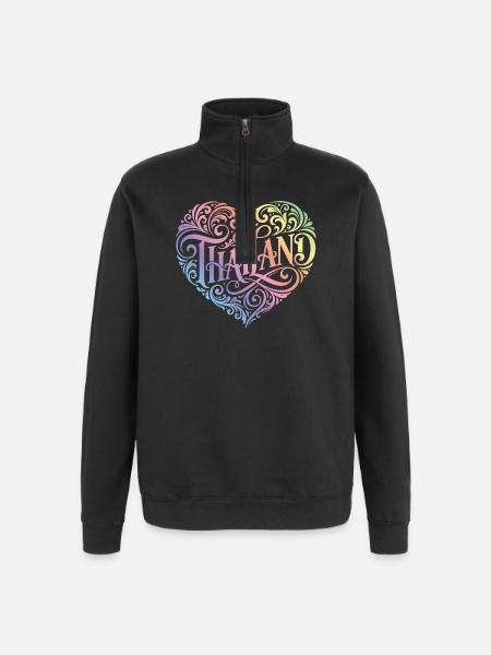 Thailand Herz Bunt - Quarter-Zip-Sweatshirt - Schwarz