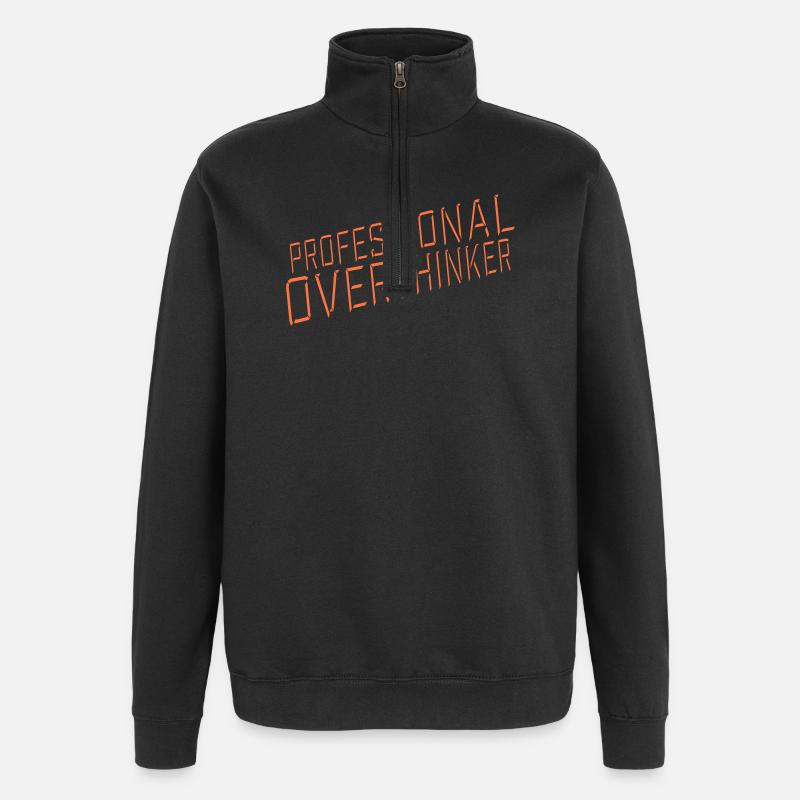 Professional Overthinker Funny Brooding Anxiety Logo - Quarter-Zip Sweatshirt - black