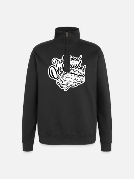 Professional Overthinker Funny Brooding Anxiety Logo - Quarter-Zip Sweatshirt - black
