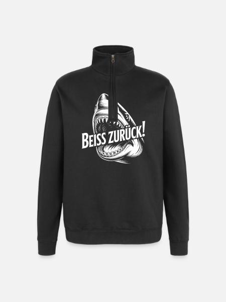 Beiss Zurück Hai Grafik - Quarter-Zip-Sweatshirt - Schwarz