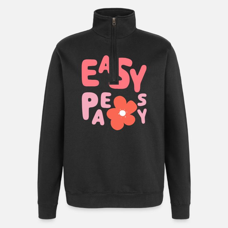 T-shirt facile – Esthétique fleur mignonne - Sweat à zip 1/4 - noir