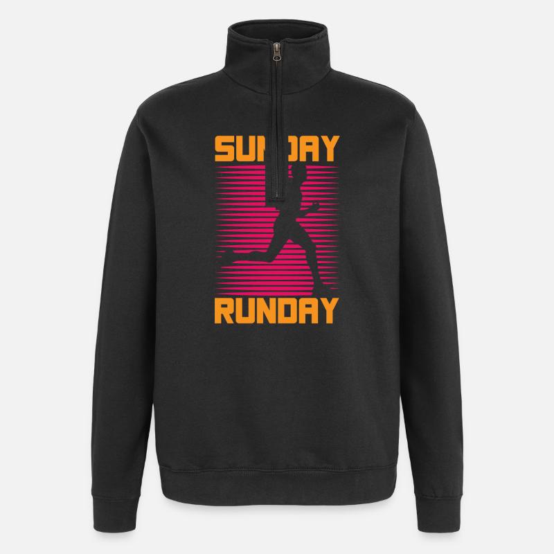 Running Run Sunday Runday Marathon Runner - Quarter-Zip Sweatshirt - black