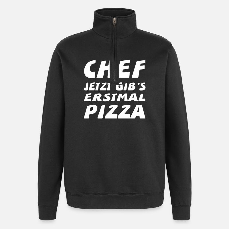 Pizza - Quarter-Zip-Sweatshirt - Schwarz