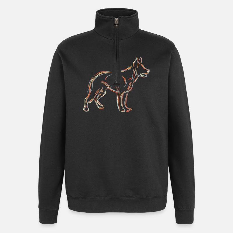 German Shepherd Drawing - Quarter-Zip Sweatshirt - black