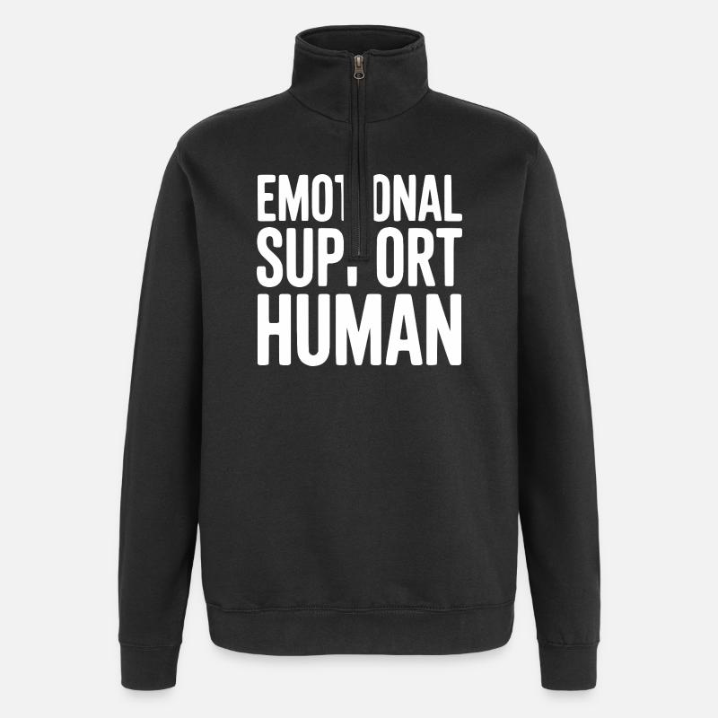 Emotional Support Human - Quarter-Zip Sweatshirt - black
