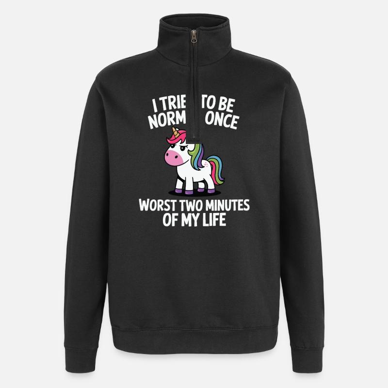Uventet normal: Enhjørninge-joke-gave - Sweatshirt med 1/4 lynlås - sort