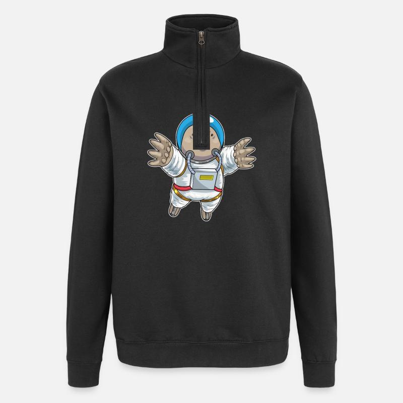 Astronaute Taupe Espace - Sweat à zip 1/4 - noir