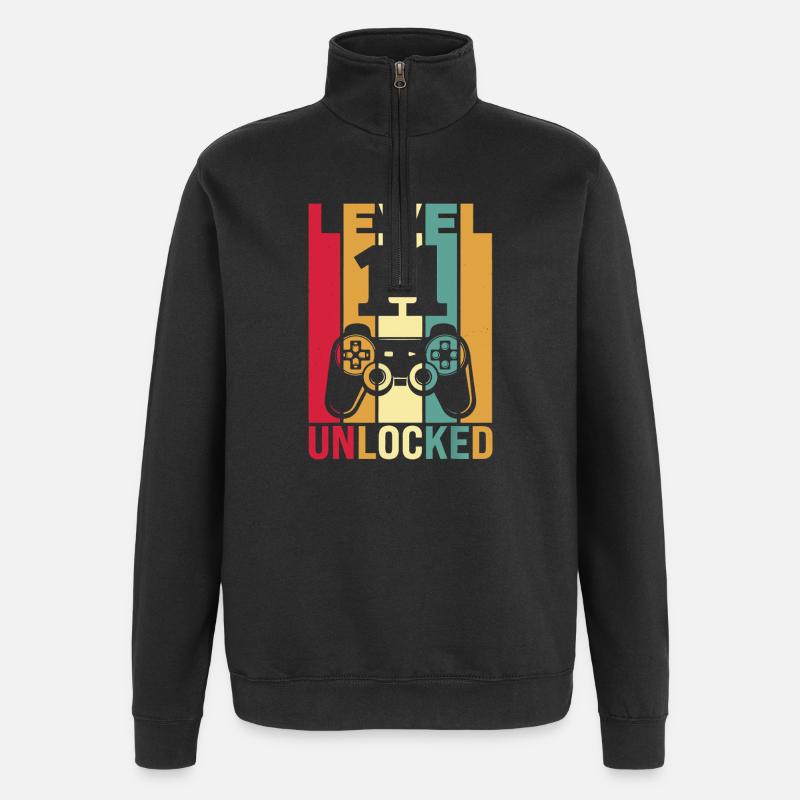 Contrôleur rétro débloqué Level Up - Sweat à zip 1/4 - noir