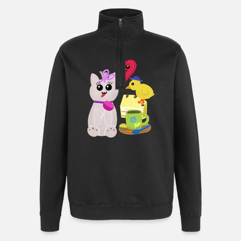 Cat Cake Chick Kids Cat Cake - Quarter-Zip Sweatshirt - black