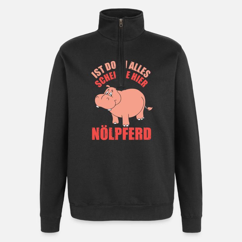Pessimist Spruch Nörgler Lustiges Nilpferd - Quarter-Zip-Sweatshirt - Schwarz