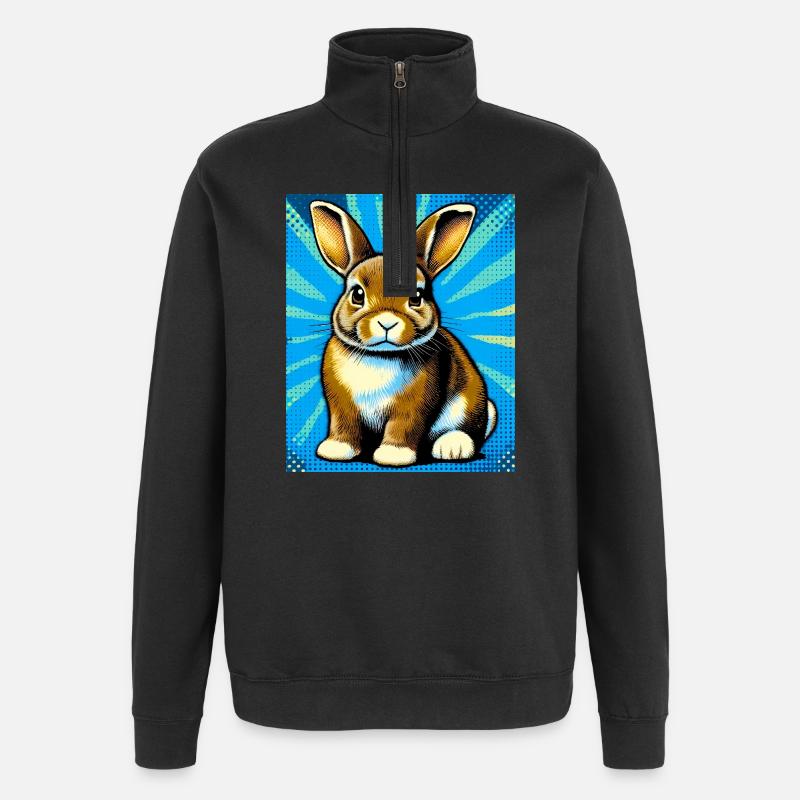 lapin - Sweat à zip 1/4 - noir