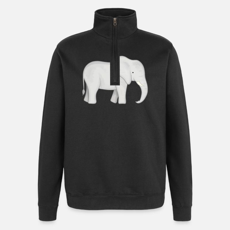 Weißer Elefant Zeichnung - Quarter-Zip-Sweatshirt - Schwarz