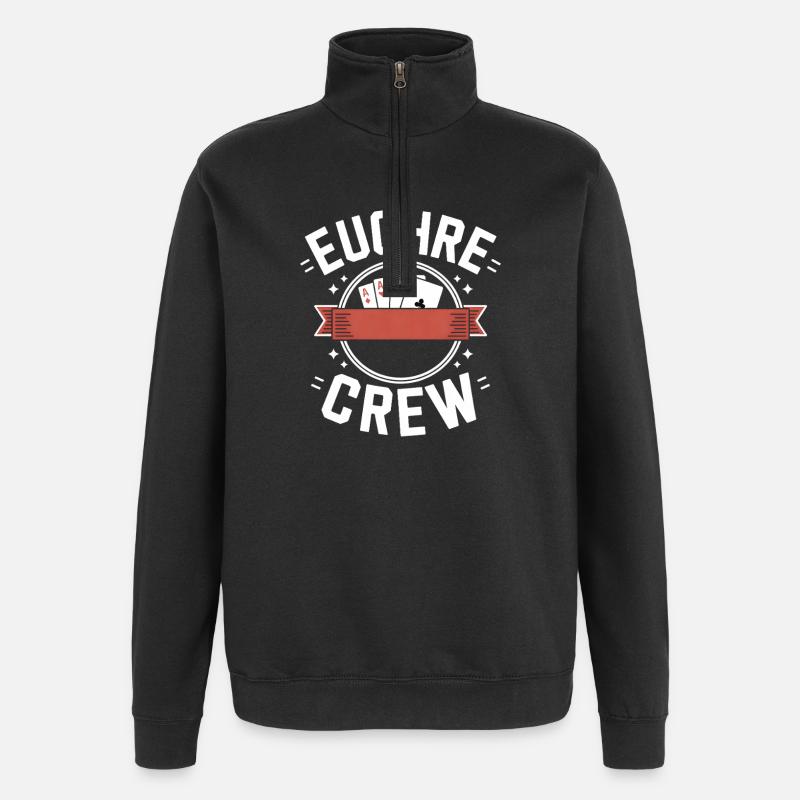 Euchre Crew Card Game Round - Quarter-Zip Sweatshirt - black
